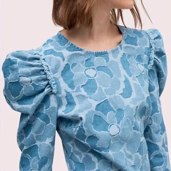 Kate Spade Abstract Peony Denim Dress - Picture 2 of 8